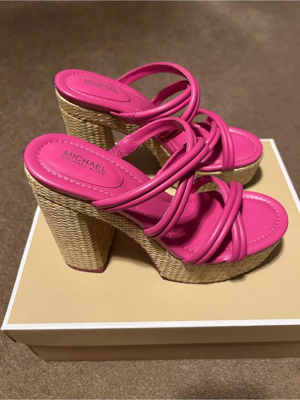Michael Kors Corrine Slip On Strappy Espadrille Platform Sandals